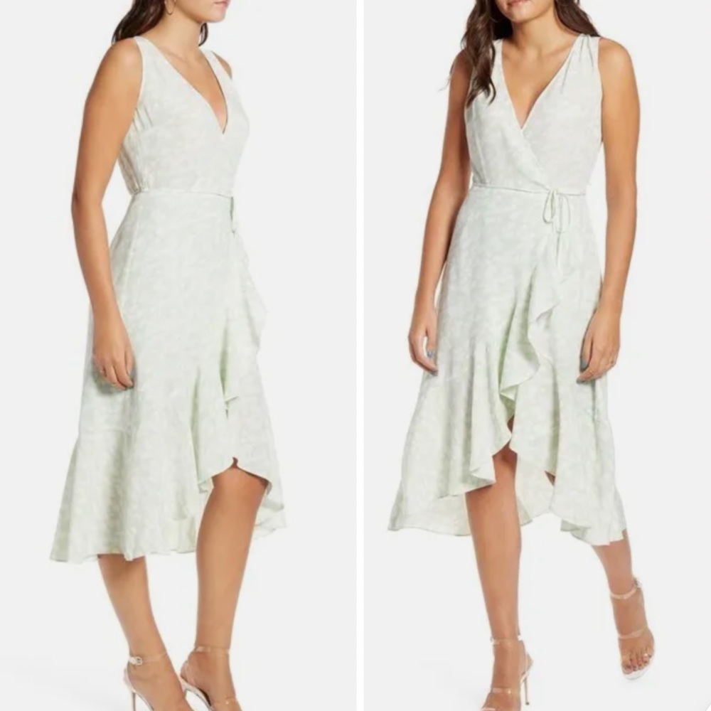 Leith Flounce Wrap Midi Dress
